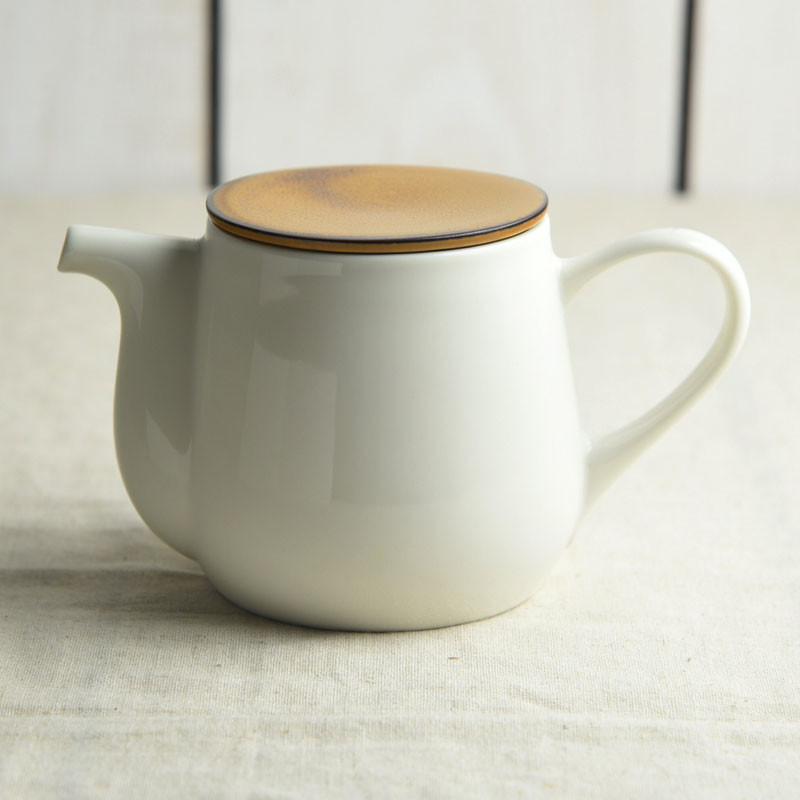 日本Miyama(深山)日式美濃燒茶壺【BICO系列】350cc【含不銹鋼濾茶網】【奶油焦糖棕色】【日本製】2