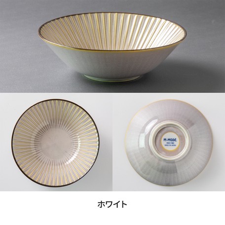日本SENDAN(窯變)日式美濃燒17cm沙律碗【m-mode】【奶白色】【日本製】1