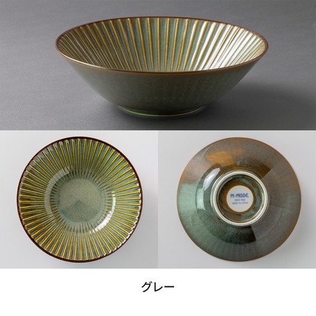 日本SENDAN(窯變)日式美濃燒17cm沙律碗【m-mode】【灰色】【日本製】2