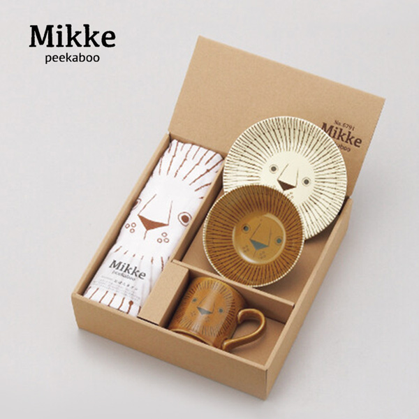 日本三鄉陶器【Mikke系列】可愛獅子美濃燒食器套裝【禮盒裝】【日本製】1