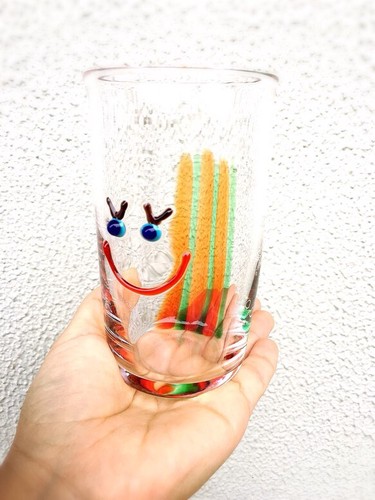 日本Yugen Glass手工彩虹色系列聖誕微笑男女玻璃對杯【日本製】2